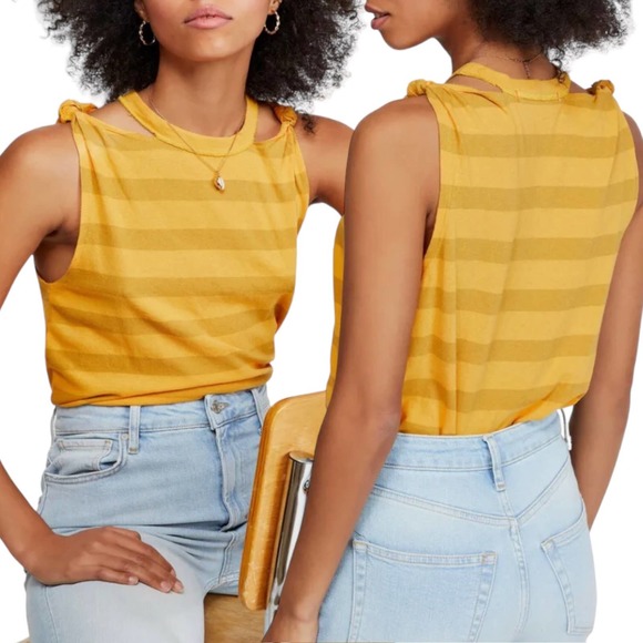 Free People We the Free NEW Womens Size Small Striped Twist Tank Top Pullover - Picture 5 of 10
